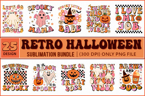 Retro Halloween Sublimation, 25 PNG Files SVG Shetara Begum 