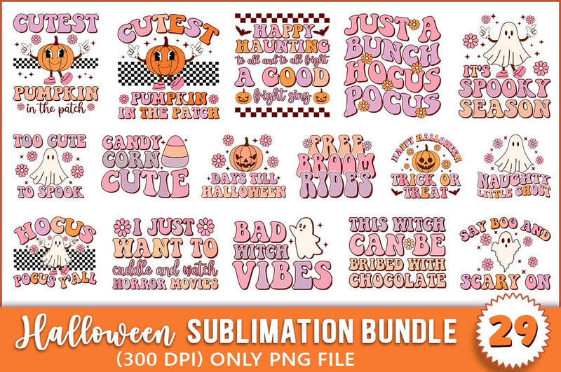 Retro Halloween Sublimation Bundle, Halloween PNG SVG Shetara Begum 