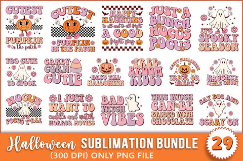 Retro Halloween Sublimation Bundle, Halloween PNG SVG Shetara Begum 