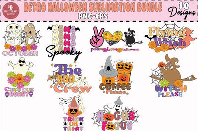 Retro Halloween Sublimation Bundle Sketch DESIGN jacpot007 