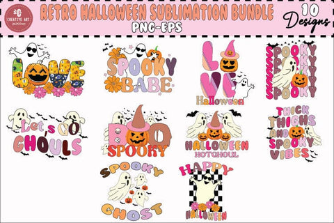 Retro Halloween Sublimation Bundle Sketch DESIGN jacpot007 