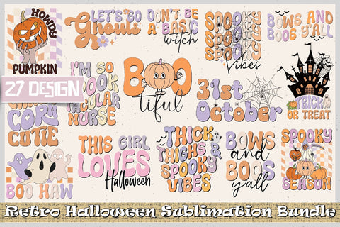 Retro Halloween Sublimation Bundle Vol-10 Sublimation Creativeart88 