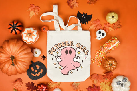 Retro Halloween Sublimation | October Girl PNG Sublimation CraftLabSVG 