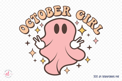 Retro Halloween Sublimation | October Girl PNG Sublimation CraftLabSVG 