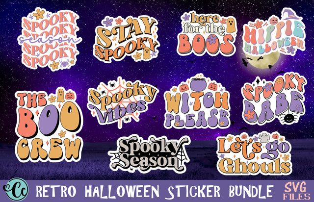 Retro Halloween Sublimation Stickers SVG Crazy Craft 