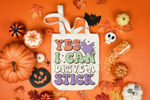Retro Halloween Sublimation - Yes I Can Drive a Stick Sublimation CraftLabSVG 