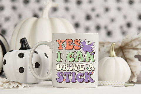 Retro Halloween Sublimation - Yes I Can Drive a Stick Sublimation CraftLabSVG 