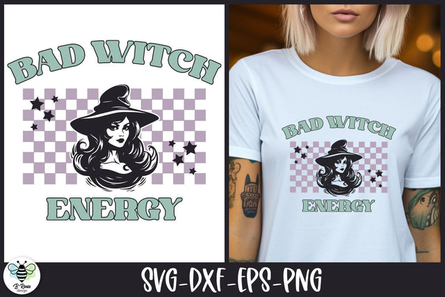 Retro Halloween SVG | Bad Witch Energy | Witch SVG SVG B Renee Design 