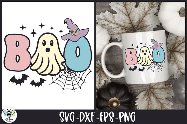 Retro Halloween SVG | Boo Cut File | Cute Ghost SVG B Renee Design 
