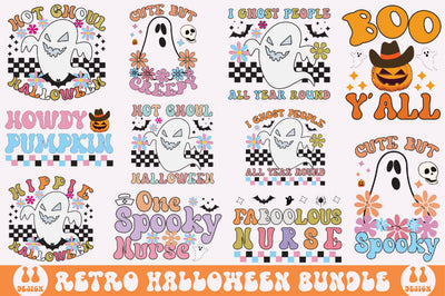 Retro Halloween SVG Bundle, Ghost Sublimation SVGista 