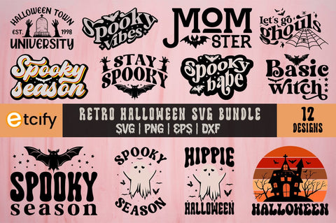 Retro Halloween svg bundle, Halloween svg bundle, Halloween quotes design, Halloween Costume Svg, Halloween Masquerade, Trick Or Treat Svg SVG etcify 