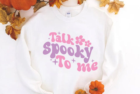 Retro halloween SVG Design, talk spooky to me SVG FiveStarCrafting 