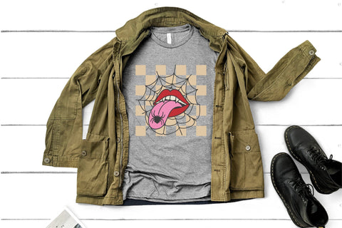 Retro Halloween SVG Vampire Teeth And Spider Web Svg Design SVG OrangeBrushStudio 