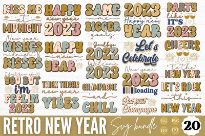 Retro Happy New Year SVG Bundle SVG DESIGNISTIC 