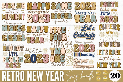 Retro Happy New Year SVG Bundle SVG DESIGNISTIC 