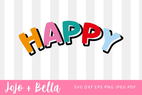 Retro happy rainbow SVG, retro, Rainbow Svg, Rainbow Svg Bundle Svg, Boho Rainbow, Cute Rainbow Svg, Rainbow Clipart, Rainbow Cut File SVG Jojo&Bella 