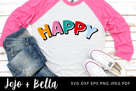 Retro happy rainbow SVG, retro, Rainbow Svg, Rainbow Svg Bundle Svg, Boho Rainbow, Cute Rainbow Svg, Rainbow Clipart, Rainbow Cut File SVG Jojo&Bella 