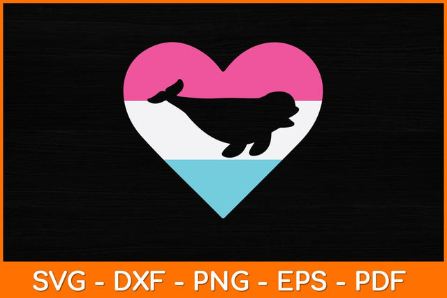 Retro Heart Beluga Whale Svg Design SVG artprintfile 