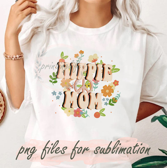 Retro Hippe Mom Design Png, Mom Png , Mother's Day Png, Hippie Mom Sublimation Design, Retro Floral Mom Png File, Instant Download Sublimation PrintingLife 