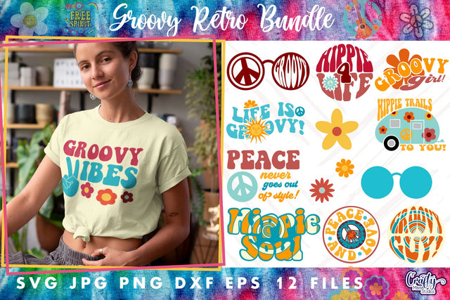 Retro Hippie Svg Bundle | Groovy Shirt Designs SVG Crafty Mama Studios 