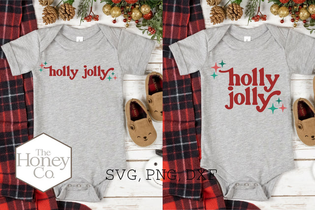 Retro Holly Jolly SVG Cut File Hand Lettered Christmas SVG The Honey Company 
