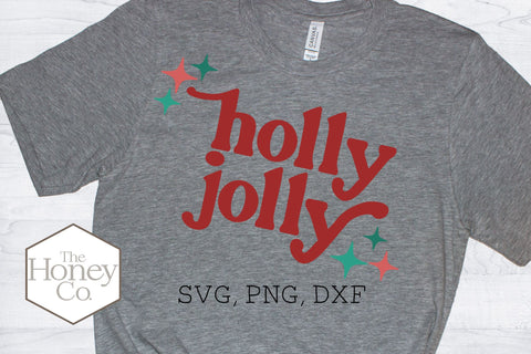 Retro Holly Jolly SVG Cut File Hand Lettered Christmas SVG The Honey Company 