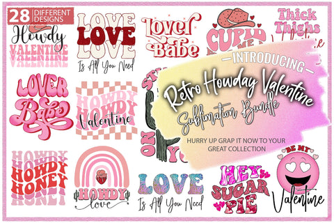 Retro Howday Valentine Sublimation Bundle Sublimation Creativeart88 