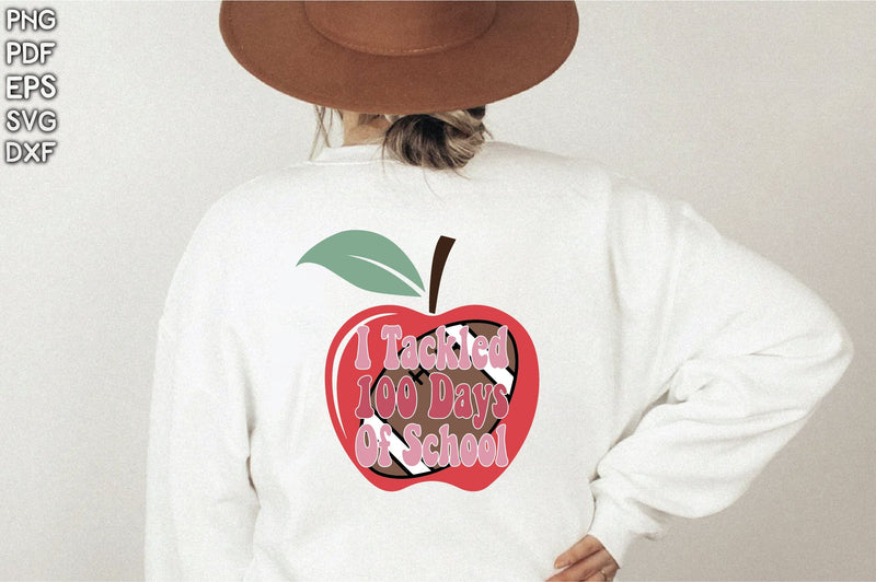 Retro i Tackled 100 Days Of School Sublimation Creativeart88 