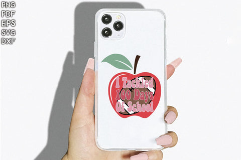 Retro i Tackled 100 Days Of School Sublimation Creativeart88 