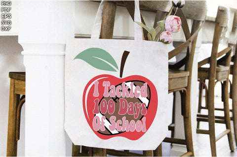 Retro i Tackled 100 Days Of School Sublimation Creativeart88 