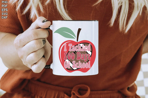 Retro i Tackled 100 Days Of School Sublimation Creativeart88 