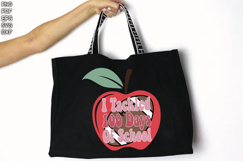 Retro i Tackled 100 Days Of School Sublimation Creativeart88 