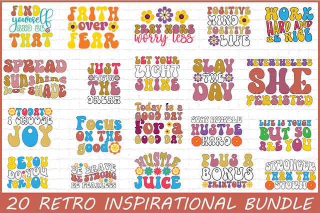 Retro Inspirational SVG Bundle Inspirational Quotes SVG SVG Rupkotha 