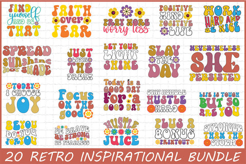 Retro Inspirational SVG Bundle Inspirational Quotes SVG SVG Rupkotha 