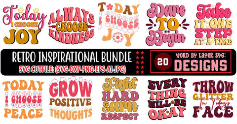 Retro Inspirational SVG Bundle, motivational, self love, inspirational, bundle, inspirational svg, motivational svg, svg bundle, motivational quotes, inspirational quotes, inspirational quote, self love svg, motivational quote, SVG Blessedprint 