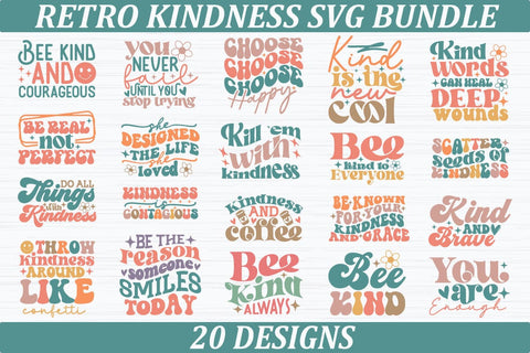 Retro Kindness Quotes SVG Bundle SVG akazaddesign 