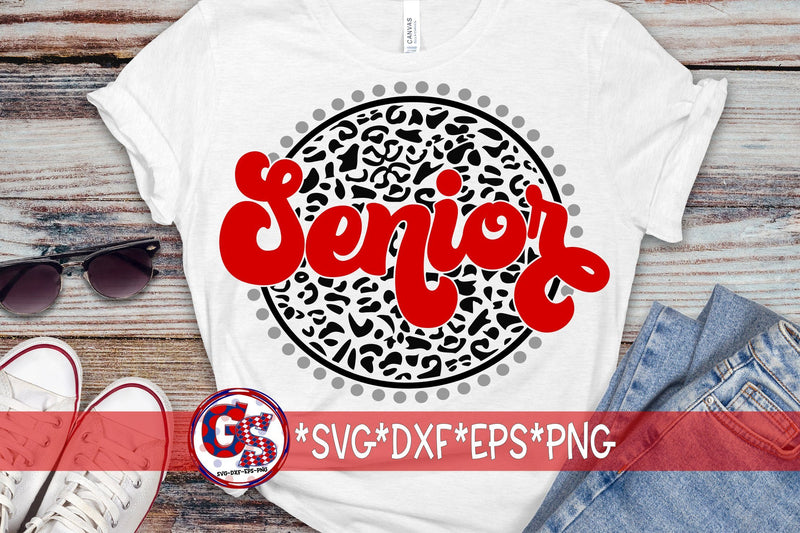 Retro Leopard Print Senior SVG DXF EPS PNG SVG Greedy Stitches 