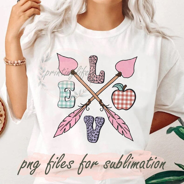 Retro Love Design Png, Retro Valentines Png, Leopard Png, Arrow Design Png, Valentine Day Png, Digital Download Sublimation PrintingLife 