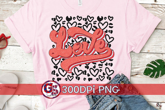 Retro Love Heart Leopard PNG for Sublimation-Valentine's Day PNG Sublimation Greedy Stitches 