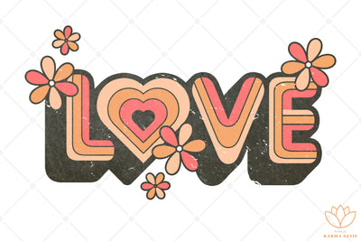Retro Love Png - 1970s Vintage Graphic Design Sublimation Sublimation Karma Genie Graphics 