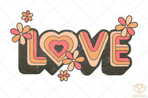 Retro Love Png - 1970s Vintage Graphic Design Sublimation Sublimation Karma Genie Graphics 