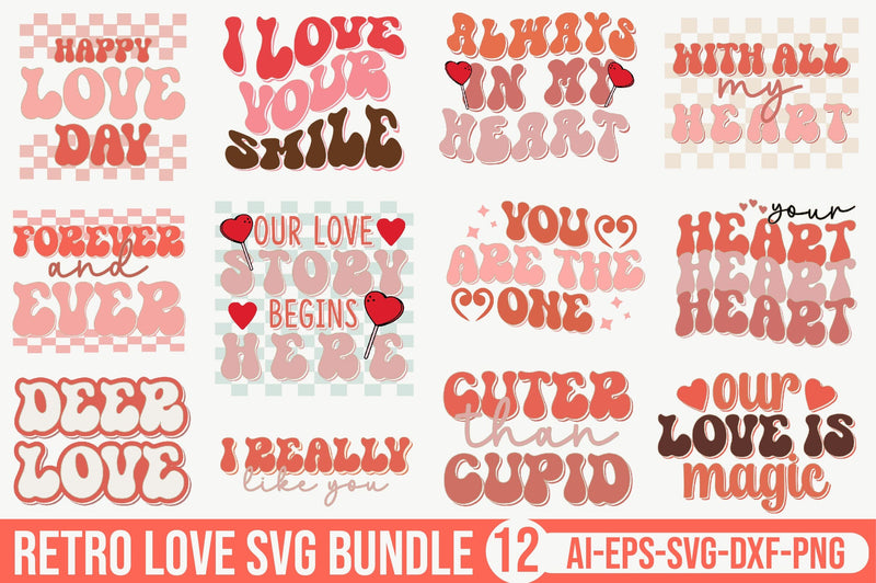Retro Love Svg Bundle - So Fontsy