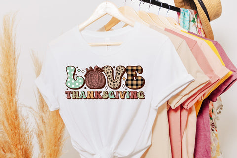 Retro Love Thanksgiving PNG Sublimation Design Sublimation CraftLabSVG 