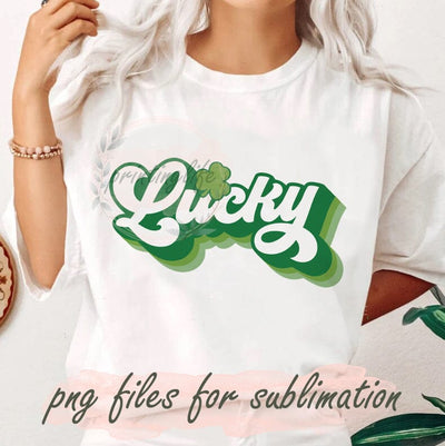 Retro Lucky Design Png, St. Patrick's Day Png, Clover Png, Shamrock Sublimation Png, Irish Sublimation Design, Digital Download Sublimation PrintingLife 