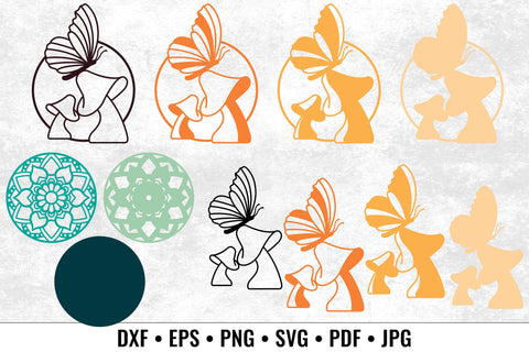 Retro Magical Mushrooms and Butterfly SVG Angel on Empire 
