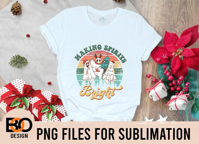 Retro Making Spirits Bright Png, Sublimation Designs Downloads, Christmas Png, Png Files For Sublimation, Digital Download, Retro Christmas Sublimation BOO-design 