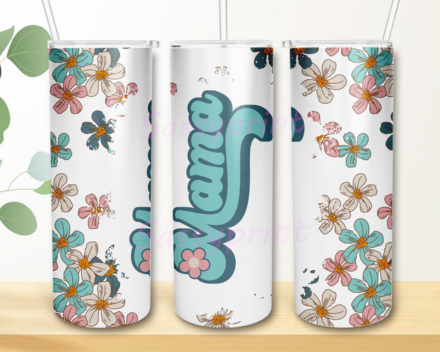 Retro Mama 20oz Skinny Tumbler Png, Mom Aesthetic Floral Tumbler, Floral Retro Mama Tumbler For Mom For Mother's Day, Mama Boho Floral Sublimation Sublimation sassyprint 