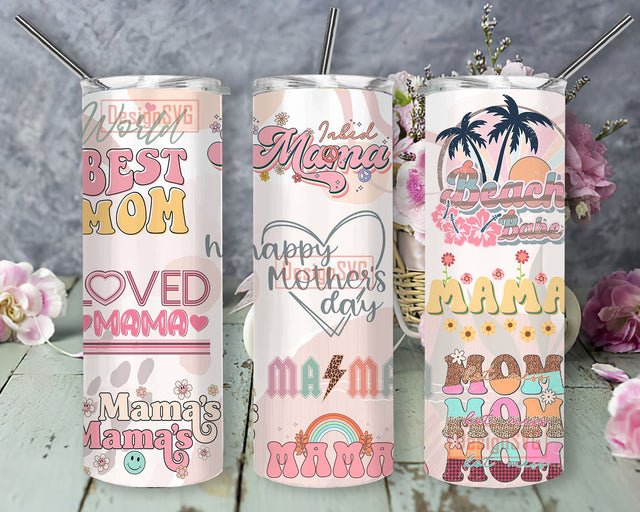 Retro Mama 20oz Sublimation Tumbler Designs, Mama 20 oz Tumbler Wrap Floral Mother's Day Sublimation Design Sublimation DesignSVG 