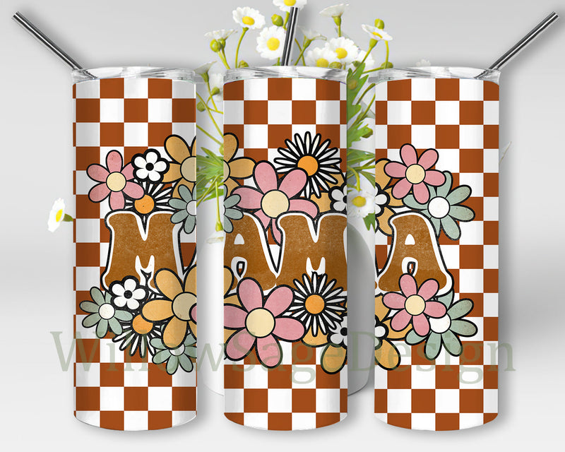 Retro Mama 20oz Tumbler Design, Retro Flower Tumbler Png, Mama Tumbler Template, Mother's Day Gift, Mama Sublimation Designs, Digital Download Sublimation WillowSageDesign 
