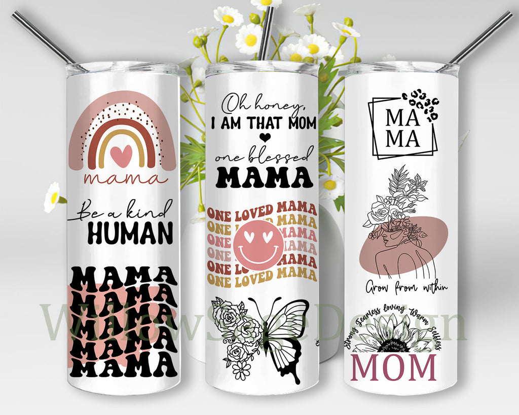 Retro Mama 20oz Tumbler Wrap, Smiley Face Mama Tumbler Png, Mama ...